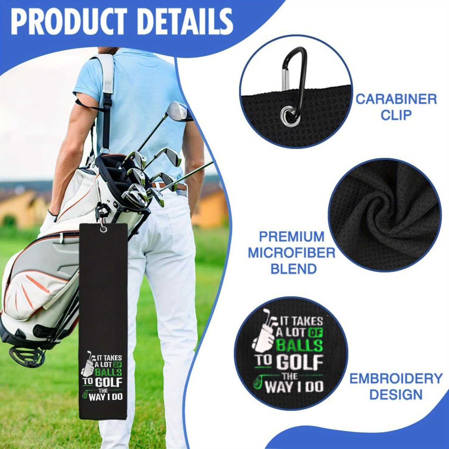 "It Takes a Lot of Balls to Golf the Way I Do" Microfiber Premium Golf Towel