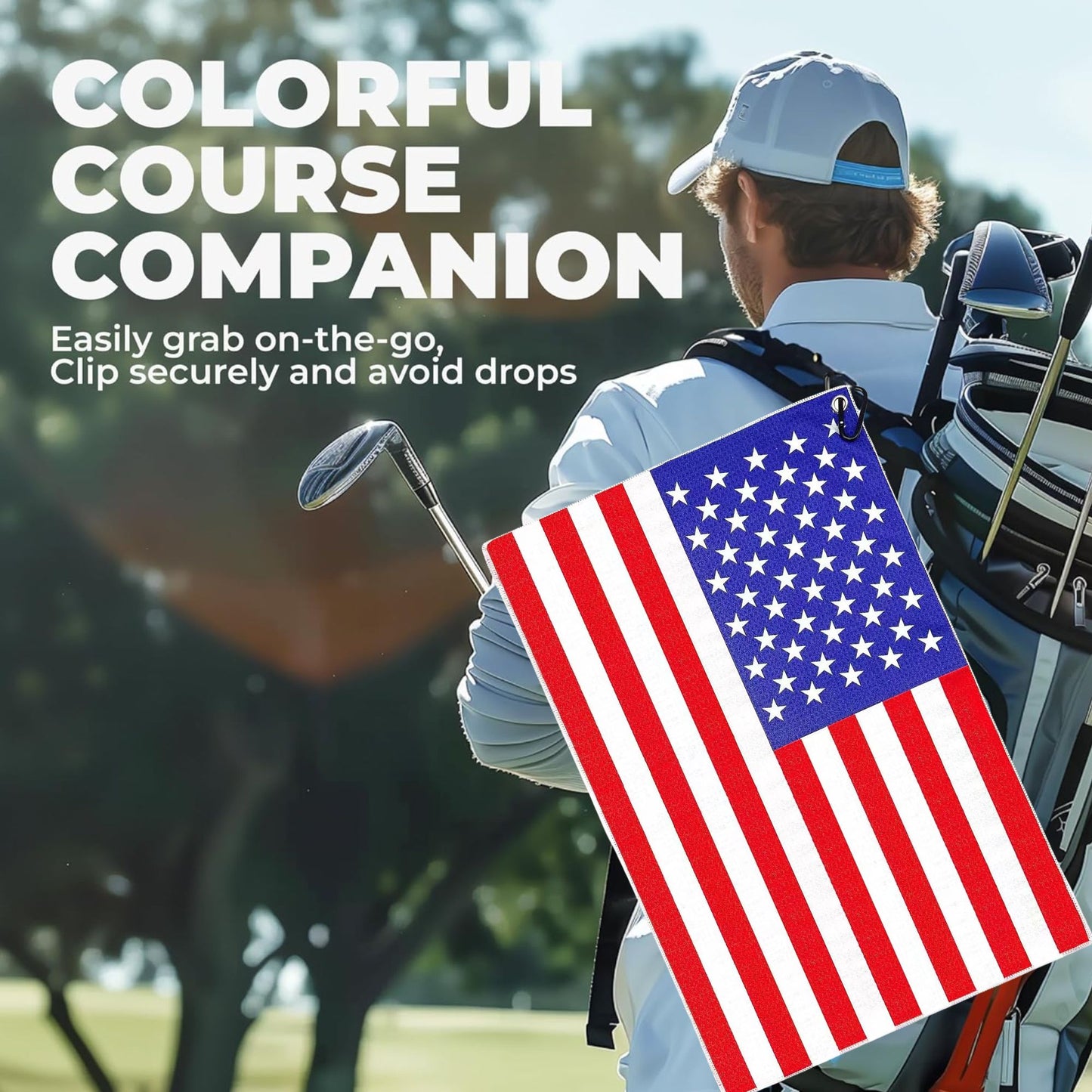 USA Flag Microfiber Premium Golf Towel