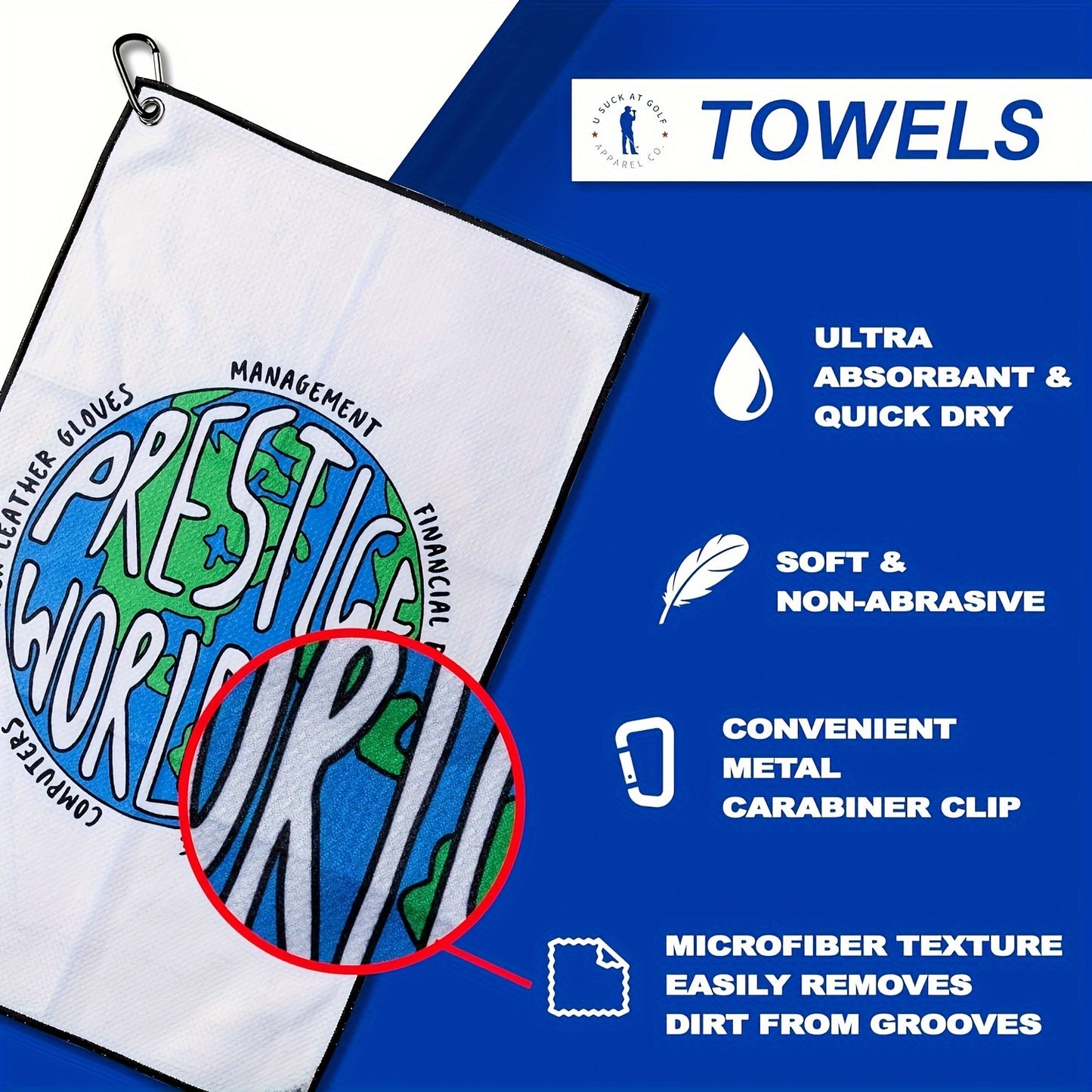Prestige Worldwide Cartoon Microfiber Premium Golf Towel